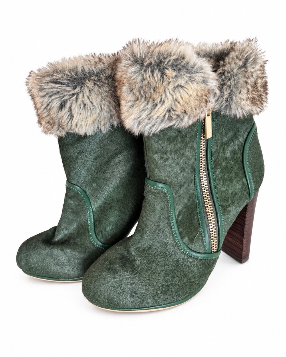 June Ambrose Calf Hair Leather & Faux Fur High Heel Boots